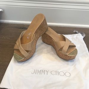 Jimmy Choo Prima Patent Wedge Slides